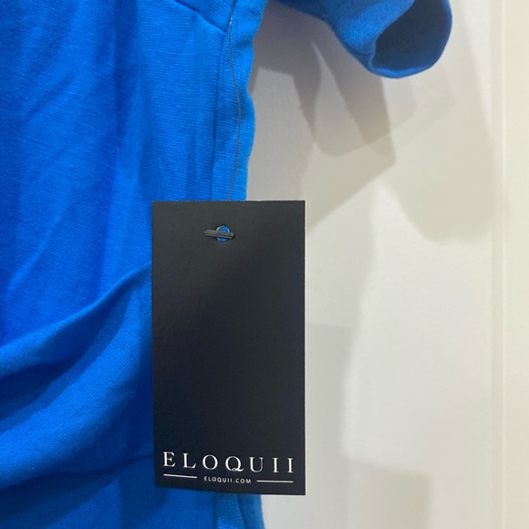 Eloquii Sz 24 NWT electric blue basic fitted stretch sheath twist front dress - Picture 6 of 10